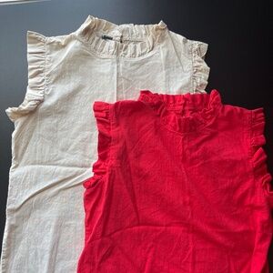 Ruffle sleeve and neck blouse women size small